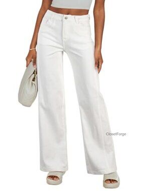 High Waisted Wide Leg Stretchy Jeans Comfortable Denim Pants
